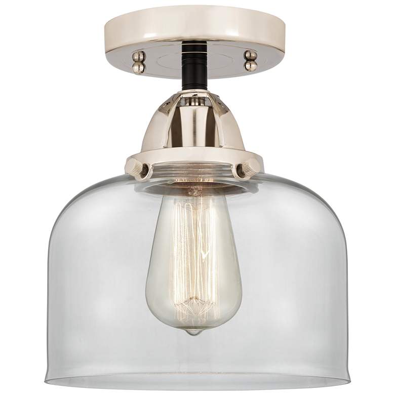 Image 1 Nouveau 2 Bell 8" Semi-Flush Mount - Black Polished Nickel - Clear Sha