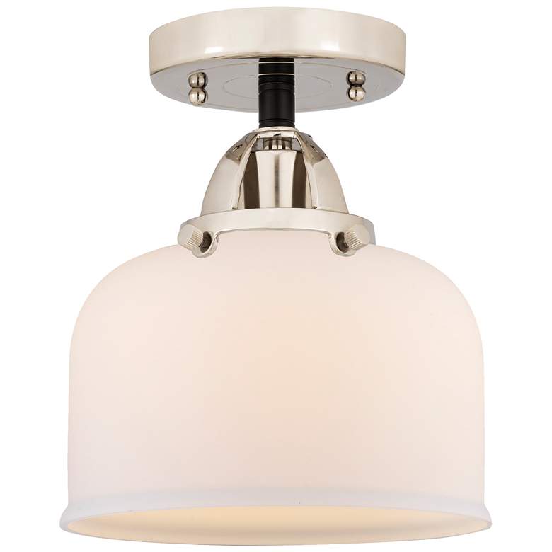 Image 1 Nouveau 2 Bell 8" Semi-Flush Mount - Black Polished Nickel - Matte Whi