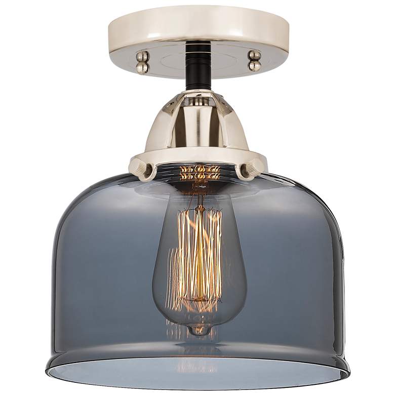 Image 1 Nouveau 2 Bell 8" Semi-Flush Mount - Black Polished Nickel - Plated Sm