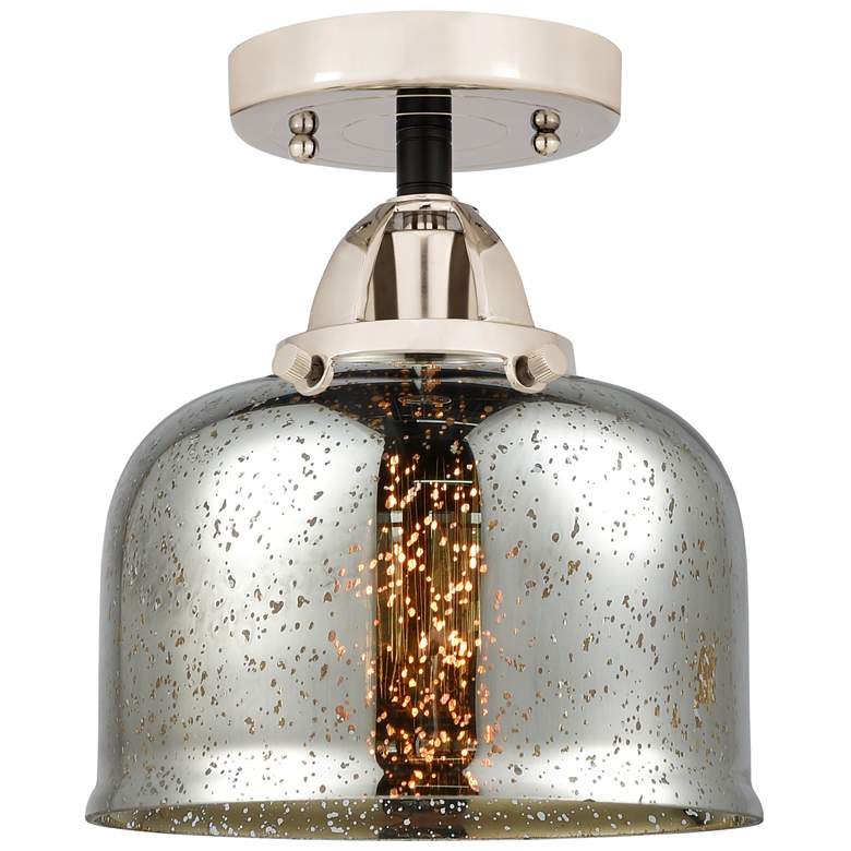 Image 1 Nouveau 2 Bell 8" Semi-Flush Mount - Black Polished Nickel - Silver Me