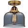 Nouveau 2 Bell 8" Semi-Flush Mount - Brushed Brass - Plated Smoke Shad