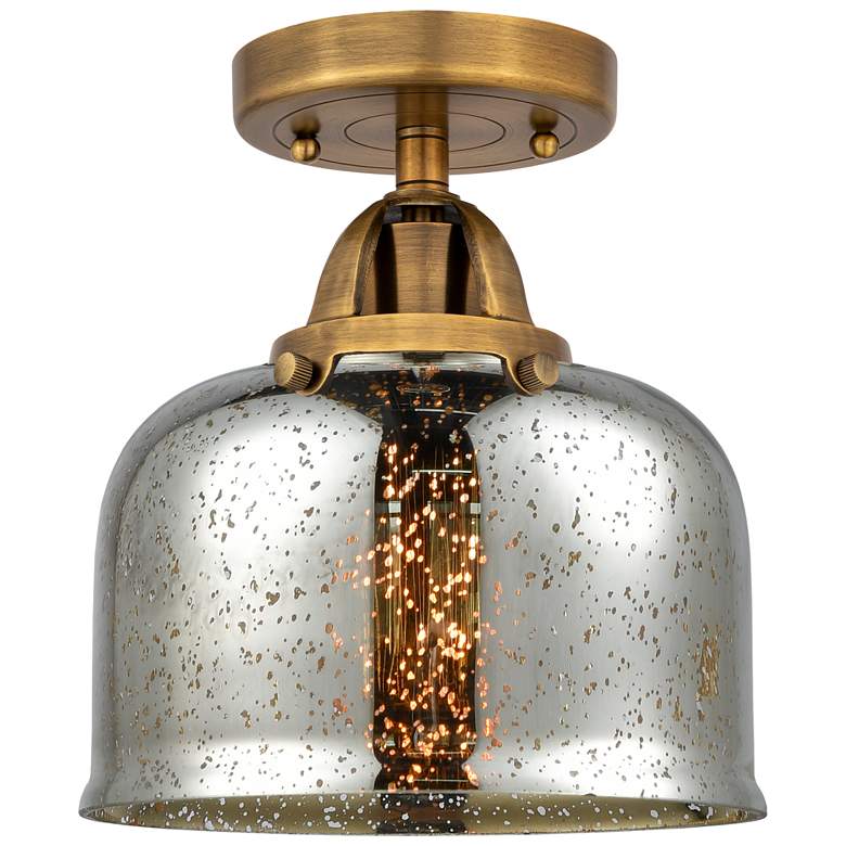 Image 1 Nouveau 2 Bell 8" Semi-Flush Mount - Brushed Brass - Silver Plated Mer