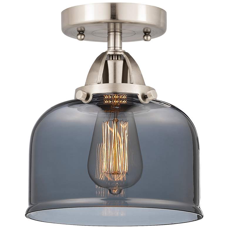 Image 1 Nouveau 2 Bell 8" Semi-Flush Mount - Brushed Satin Nickel - Plated Smo