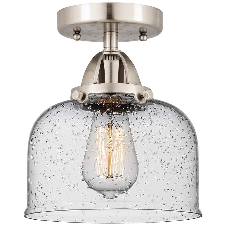 Image 1 Nouveau 2 Bell 8" Semi-Flush Mount - Brushed Satin Nickel - Seedy Shad