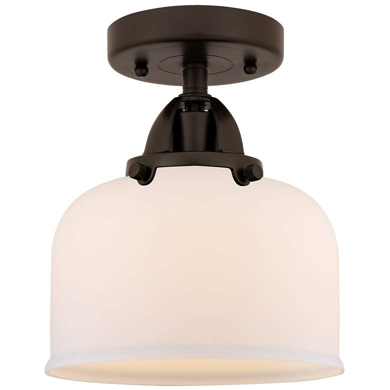 Image 1 Nouveau 2 Bell 8" Semi-Flush Mount - Oil Rubbed Bronze - Matte White S