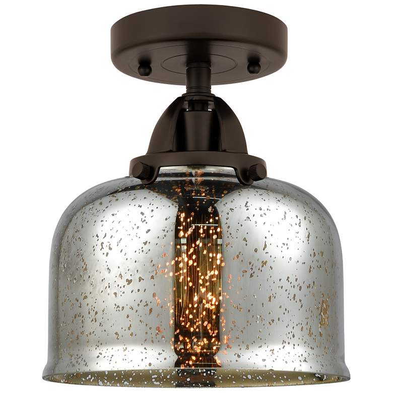Image 1 Nouveau 2 Bell 8" Semi-Flush Mount - Oil Rubbed Bronze - Silver Mercur