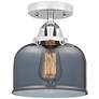 Nouveau 2 Bell 8" Semi-Flush Mount - Polished Chrome - Plated Smoke Sh