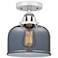 Nouveau 2 Bell 8" Semi-Flush Mount - Polished Chrome - Plated Smoke Sh