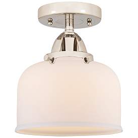 Image1 of Nouveau 2 Bell 8" Semi-Flush Mount - Polished Nickel - Matte White Sha