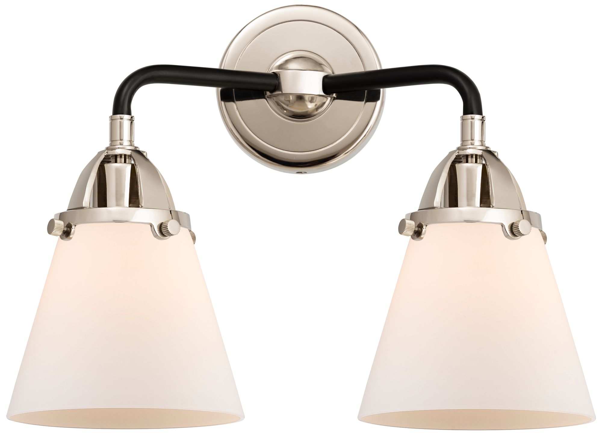 Nouveau 2 Cone 6" 2 Light 14" Bath Light - Black Polished Nickel