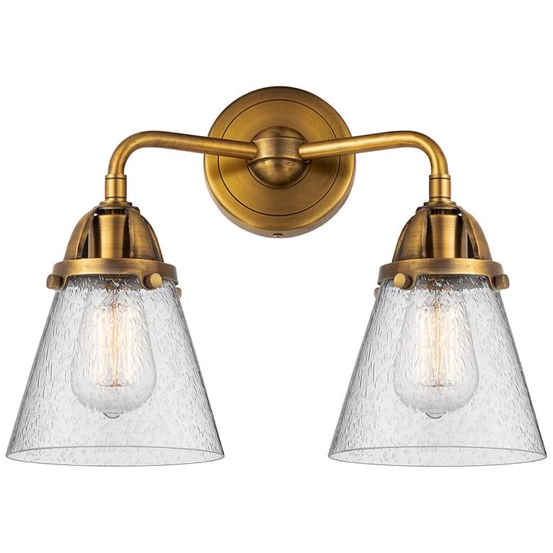 Image 1 Nouveau 2 Cone 6" 2 Light 14" Bath Light - Brushed Brass - Seedy