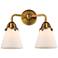 Nouveau 2 Cone 6" 2 Light 14" Bath Light - Brushed Brass - White