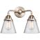 Nouveau 2 Cone 6" 2 Light 14" Bath Light - Brushed Satin Nickel -