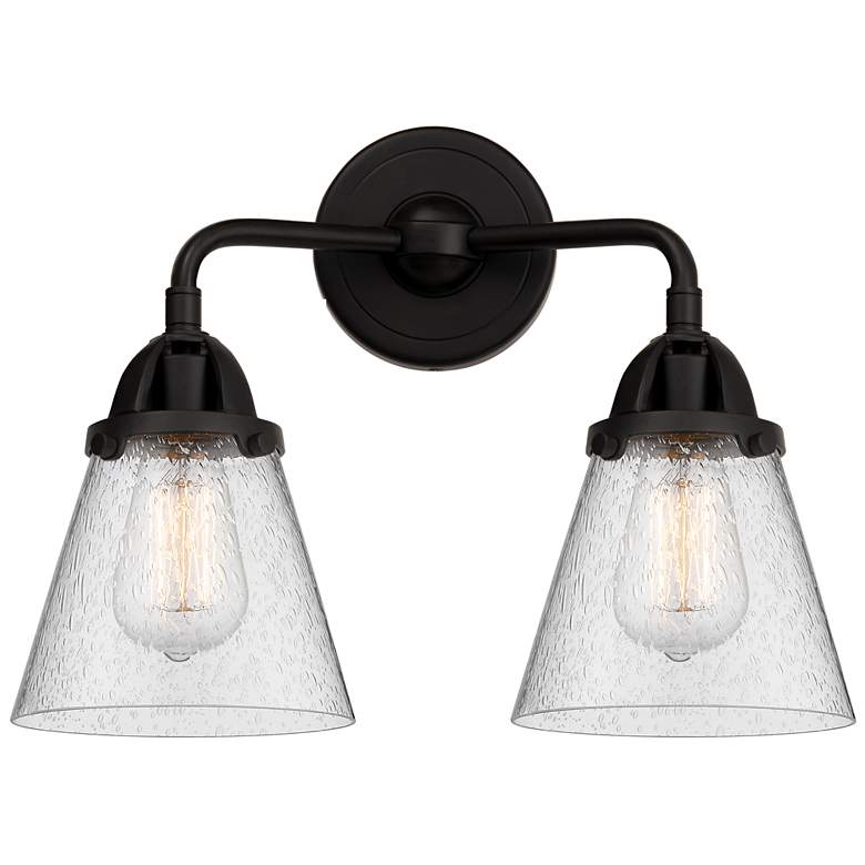 Image 1 Nouveau 2 Cone 6" 2 Light 14" Bath Light - Matte Black - Seedy Sh