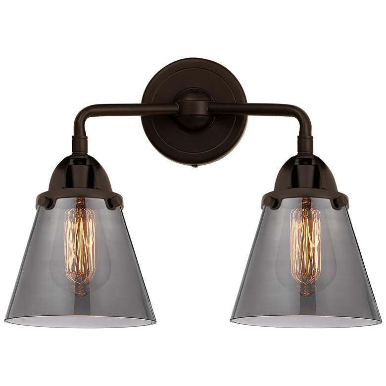 Image 1 Nouveau 2 Cone 6" 2 Light 14" Bath Light - Oil Rubbed Bronze - Sm