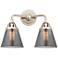 Nouveau 2 Cone 6" 2 Light 14" Bath Light - Polished Nickel - Smok