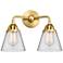 Nouveau 2 Cone 6" 2 Light 14" Bath Light - Satin Gold - Clear Sha