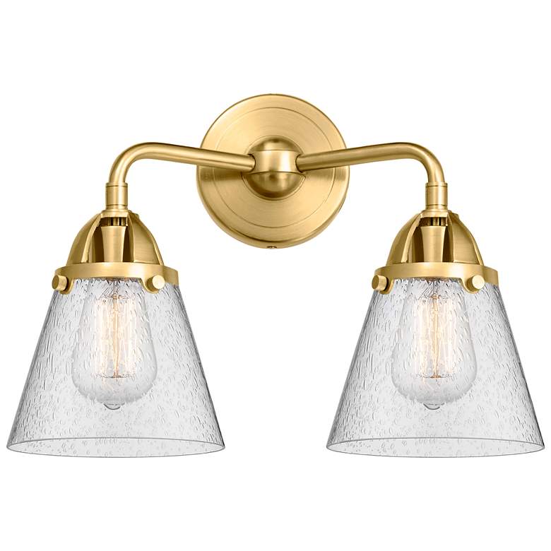 Image 1 Nouveau 2 Cone 6" 2 Light 14" Bath Light - Satin Gold - Seedy Sha
