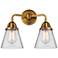 Nouveau 2 Cone 6" 2 Light 14" LED Bath Light - Brushed Brass - Cl