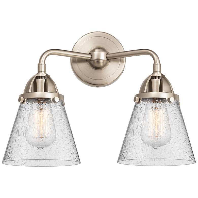 Image 1 Nouveau 2 Cone 6" 2 Light 14" LED Bath Light - Brushed Satin Nick