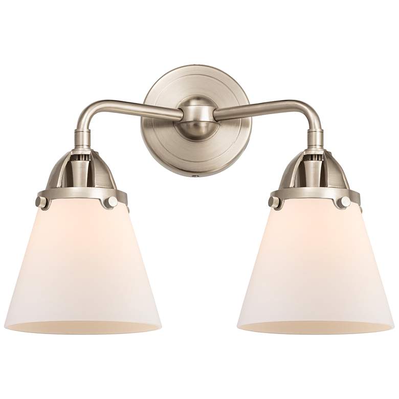 Image 1 Nouveau 2 Cone 6" 2 Light 14" LED Bath Light - Brushed Satin Nick