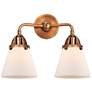 Nouveau 2 Cone 6" 2 Light 14" LED Bath Light - Copper - White Sha