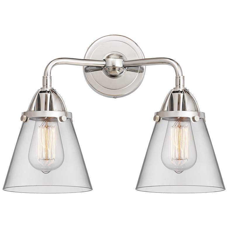 Image 1 Nouveau 2 Cone 6" 2 Light 14" LED Bath Light - Polished Chrome -