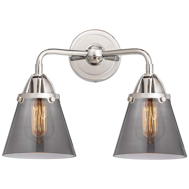 Image 1 Nouveau 2 Cone 6" 2 Light 14" LED Bath Light - Polished Chrome -