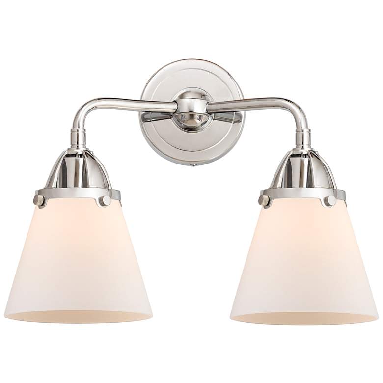Image 1 Nouveau 2 Cone 6" 2 Light 14" LED Bath Light - Polished Chrome -