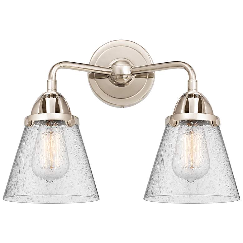 Image 1 Nouveau 2 Cone 6" 2 Light 14" LED Bath Light - Polished Nickel -