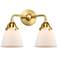 Nouveau 2 Cone 6" 2 Light 14" LED Bath Light - Satin Gold - White