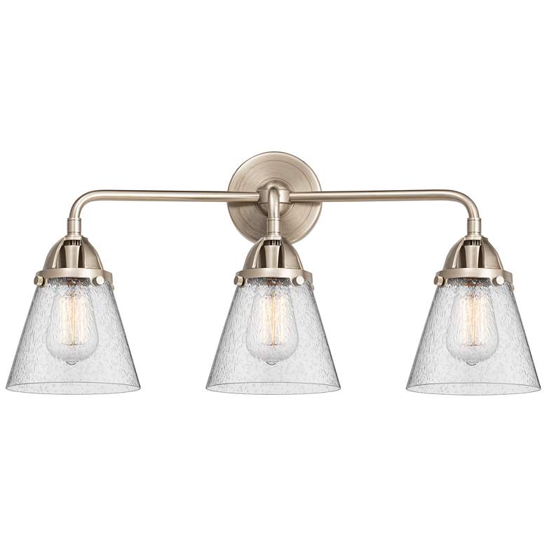 Image 1 Nouveau 2 Cone 6" 3 Light 24" Bath Light - Brushed Satin Nickel -