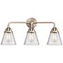 Nouveau 2 Cone 6" 3 Light 24" Bath Light - Brushed Satin Nickel -