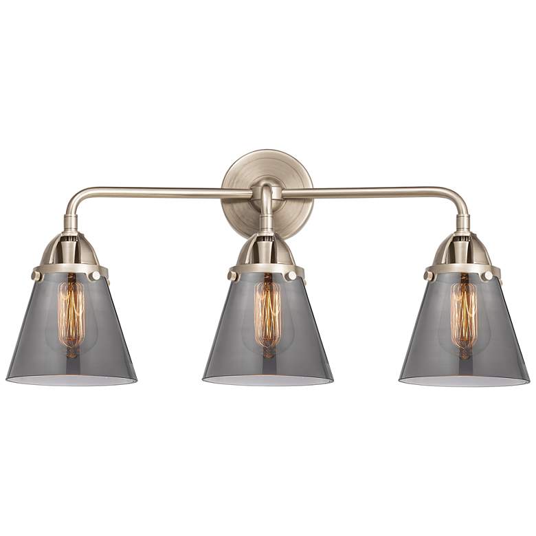 Image 1 Nouveau 2 Cone 6" 3 Light 24" Bath Light - Brushed Satin Nickel -