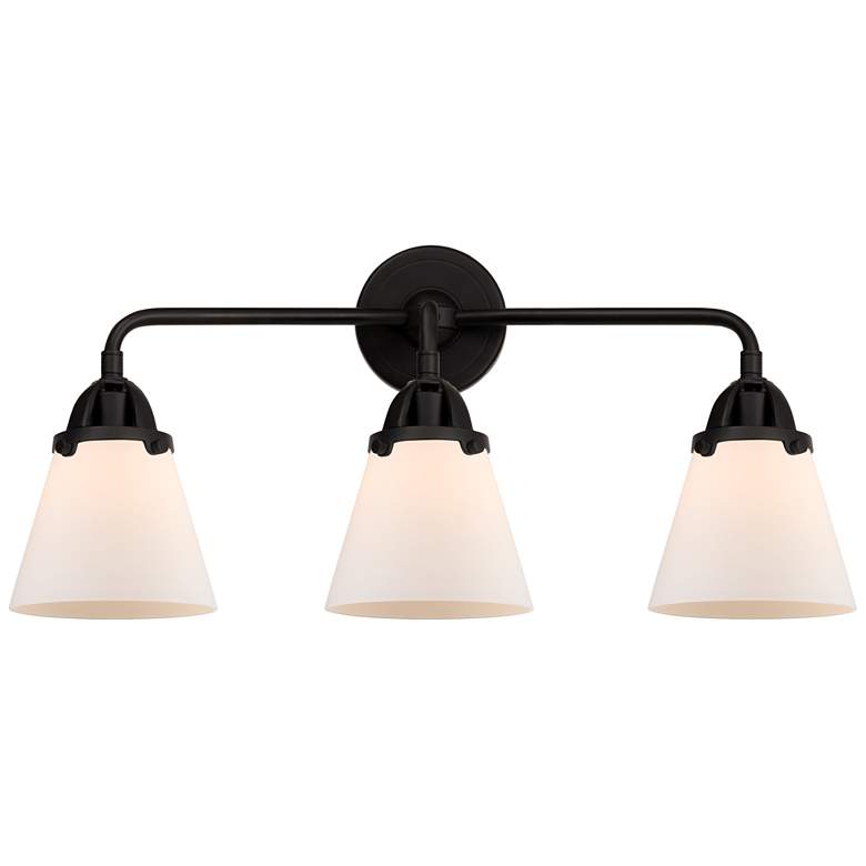 Image 1 Nouveau 2 Cone 6" 3 Light 24" Bath Light - Matte Black - Matte Wh