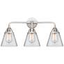 Nouveau 2 Cone 6" 3 Light 24" Bath Light - Polished Chrome - Clea