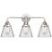 Nouveau 2 Cone 6" 3 Light 24" Bath Light - Polished Chrome - Clea