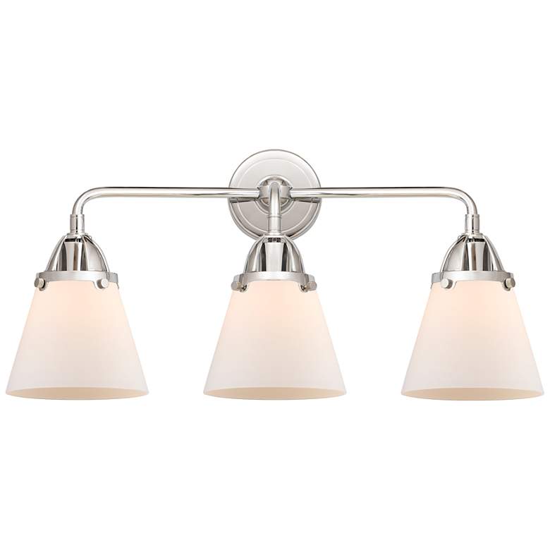 Image 1 Nouveau 2 Cone 6" 3 Light 24" Bath Light - Polished Chrome - Whit