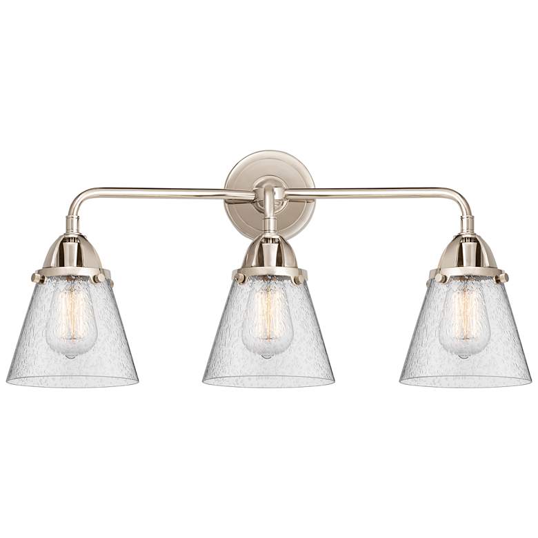 Image 1 Nouveau 2 Cone 6" 3 Light 24" Bath Light - Polished Nickel - Seed