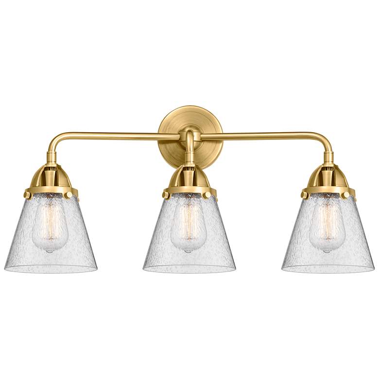 Image 1 Nouveau 2 Cone 6" 3 Light 24" Bath Light - Satin Gold - Seedy Sha