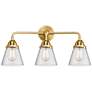 Nouveau 2 Cone 6" 3 Light 24" Bath Light - Satin Gold - Seedy Sha