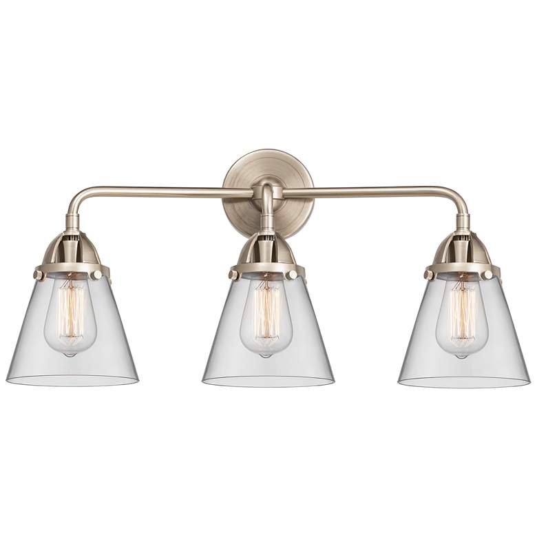 Image 1 Nouveau 2 Cone 6" 3 Light 24" LED Bath Light - Brushed Satin Nick