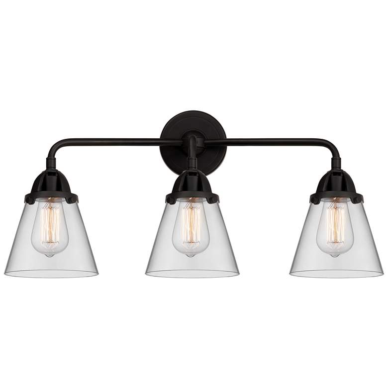 Image 1 Nouveau 2 Cone 6" 3 Light 24" LED Bath Light - Matte Black - Clea