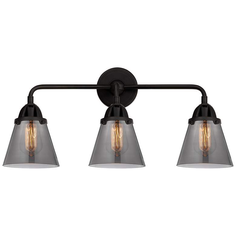 Image 1 Nouveau 2 Cone 6" 3 Light 24" LED Bath Light - Matte Black - Smok