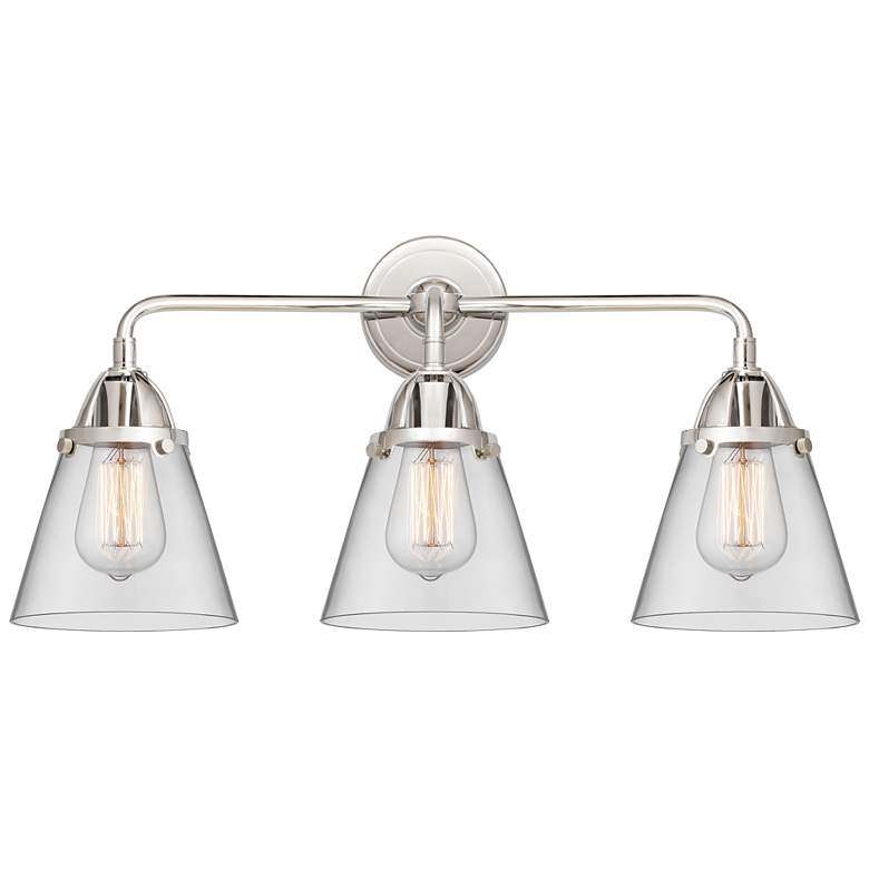 Image 1 Nouveau 2 Cone 6" 3 Light 24" LED Bath Light - Polished Chrome -