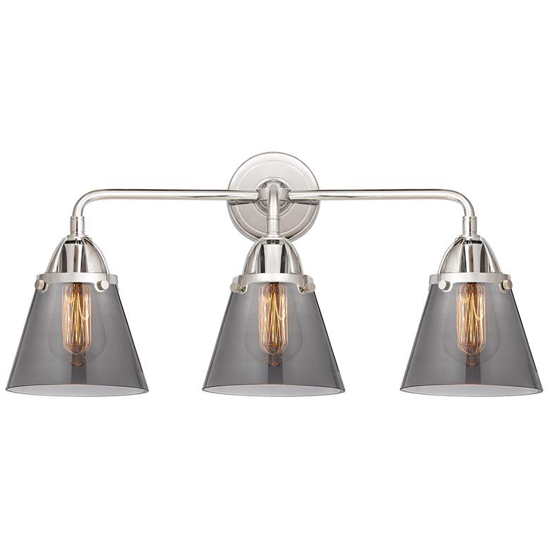 Image 1 Nouveau 2 Cone 6" 3 Light 24" LED Bath Light - Polished Chrome -