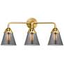 Nouveau 2 Cone 6" 3 Light 24" LED Bath Light - Satin Gold - Smoke