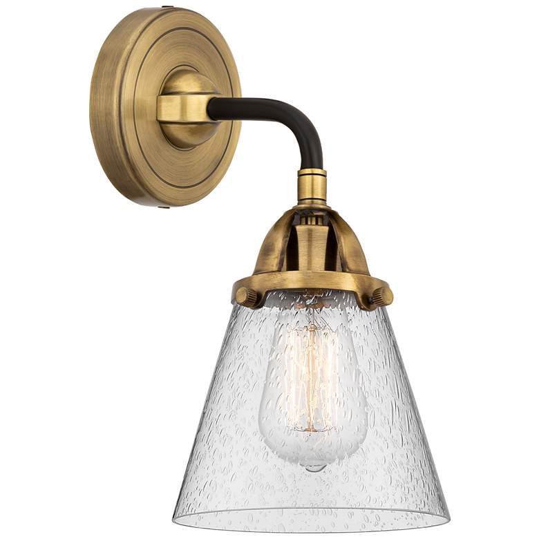 Image 1 Nouveau 2 Cone 6" Incandescent Sconce - Black Brass Finish - Seedy Sha