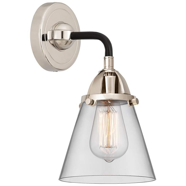 Image 1 Nouveau 2 Cone 6" Incandescent Sconce - Black Nickel Finish - Clear Sh
