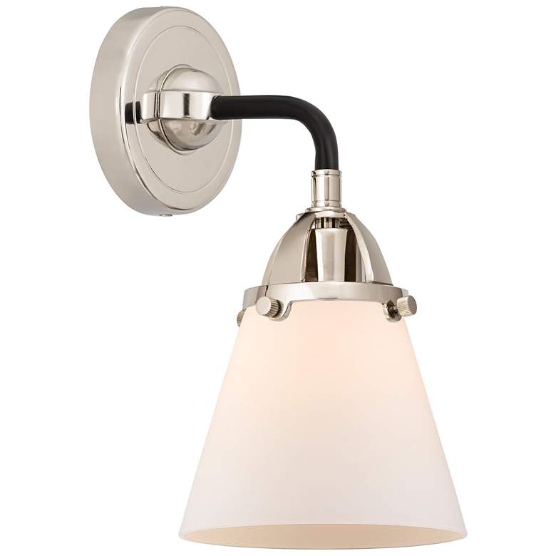 Image 1 Nouveau 2 Cone 6" Incandescent Sconce - Black Nickel Finish - White Sh